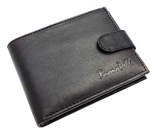 RFID Blocking Designer BUONO PELLE Real Leather Mens Wallet Credit Carder Holder Bifold Purse with Gift Box