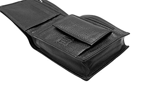 Designer "J Wilson" 5219 Genuine Mens Real Quality Leather Wallet Black Note Coin Purse Box