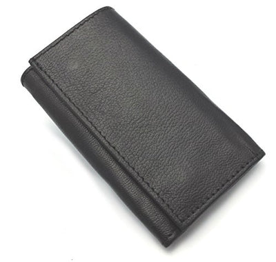 ODS:UK® NEW BLACK LEATHER KEYCHAINS POUCH BAG WALLET KEY CASE NOTE HOLDER