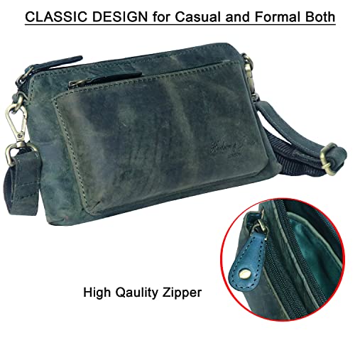 Designer Hudson & James Genuine Real Distressed Retro Small Vintage Hunter Leather Handmade Women Ladies Unisex Travel Satchel Everyday Crossover Shoulder Bag