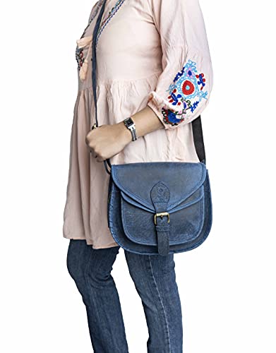 J. Wilson London - Designer Genuine Real Distressed Retro Vintage Hunter Leather Handmade Women Ladies Unisex Flapover Gypsy Festival Travel Crossover Shoulder Bag