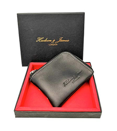 Designer Hudson & James London Real Leather Small Zippered Mens Women Wallet Slim Wallet Credit Carder Holder Purse with Gift Box