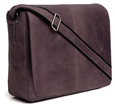 J Wilson London Messenger Bag Mens Leather Flapover 10 litres