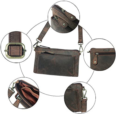 Designer Hudson & James Genuine Real Distressed Retro Small Vintage Hunter Leather Handmade Women Ladies Unisex Travel Satchel Everyday Crossover Shoulder Bag