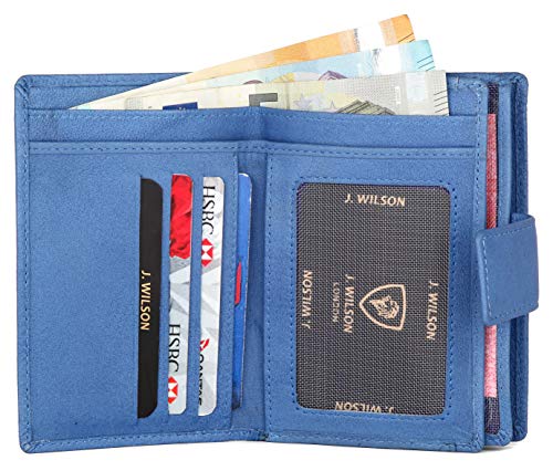 J. Wilson London Ladies RFID Safe Designer Leather Purse Card Women Wallet Zip Pocket Boxed