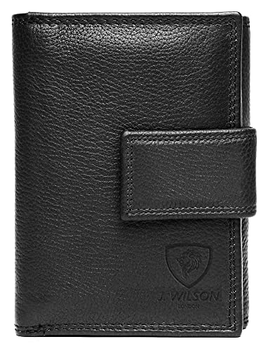 Ladies RFID Safe Designer Soft Leather Purse Card Women Clutch Wallet with Zip Pocket Gift Boxed (Jet Black)