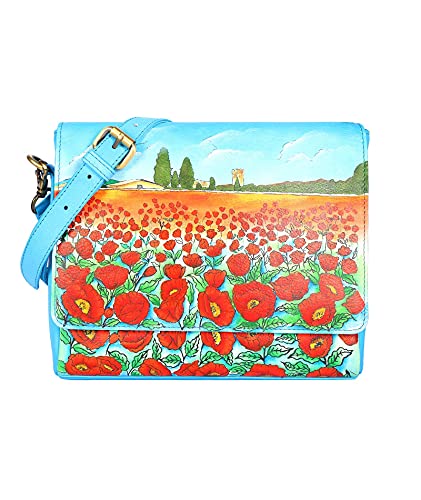 Designer Hand Painted Genuine Real Nappa Leather Handmade Women Ladies Travel Satchel Everyday Crossover Cross body Work Shoulder Handbag Bag