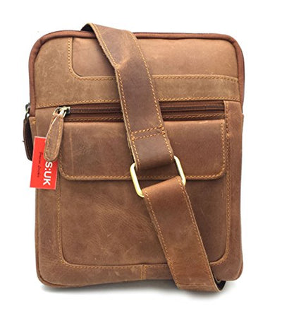 ODS:UK® MENS WOMENS DISTRESSED HUNTER BROWN HIDE LEATHER CROSS BODY/SHOULDER/TRAVEL MESSENGER BAG FOR KINDLE IPAD TABLET