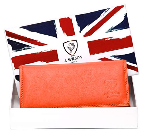 J. Wilson London Ladies RFID Protection Real Leather Purse Card Women Wallet Zip Coin Pocket