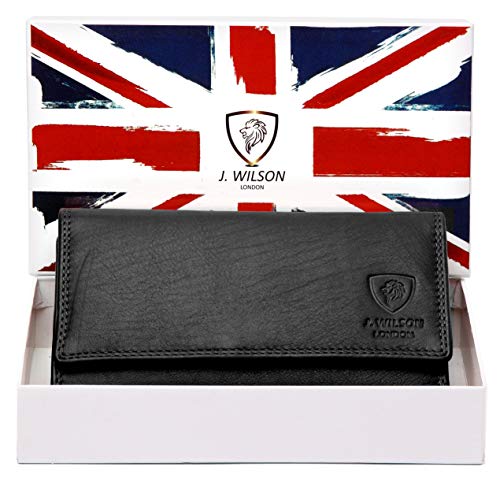 J. Wilson London Ladies RFID Protection Real Leather Purse Card Women Wallet Zip Coin Pocket