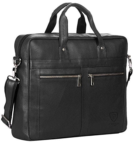 J WILSON London - Designer Genuine Real Distressed Leather 15" Laptop Handmade Unisex Crossover Flapover Everyday Crossover Work iPad Shoulder Messenger Briefcase Bag