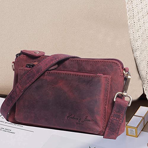 Designer Hudson & James Genuine Real Distressed Retro Small Vintage Hunter Leather Handmade Women Ladies Unisex Travel Satchel Everyday Crossover Shoulder Bag