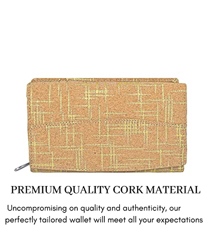 Ladies Cork Vegan RFID Blocking Card Holder Wallet Purse Card Women Wallet