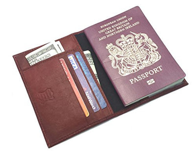 NEW RFID BLOCKING 100% REAL LEATHER PASSPORT TRAVEL WALLET COVER HOLDER ORGANISER GIFT BOXED