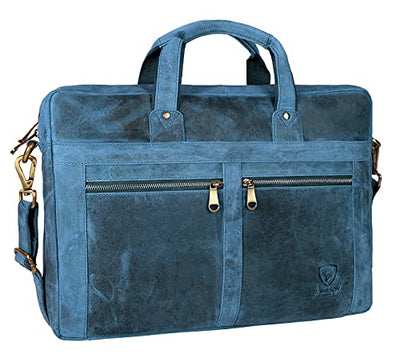 J WILSON London - Designer Genuine Real Distressed Leather 15" Laptop Handmade Unisex Crossover Flapover Everyday Crossover Work iPad Shoulder Messenger Briefcase Bag