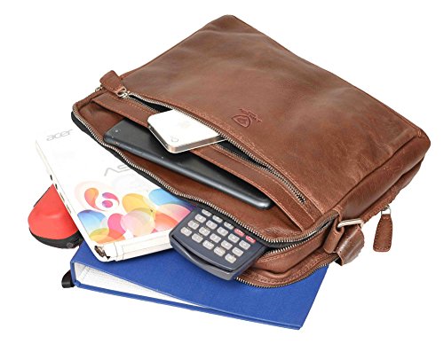 100% Pure Genuine Real Vintage Vegetable Tanned Leather Handmade Mens Womens Leather Flapover Everyday Cross Body Shoulder Work iPad Messenger Bag