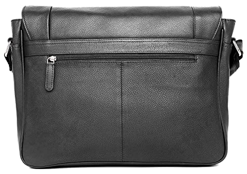 J. Wilson London - Designer Genuine Real Leather 14" Laptop Handmade Unisex Crossover Shoulder Messenger Briefcase Bag Satchel