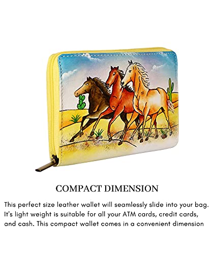 Designer Hand Painted Genuine Real Nappa Leather Handmade Women Ladies Purse Card Women Wallet Zip Pocket