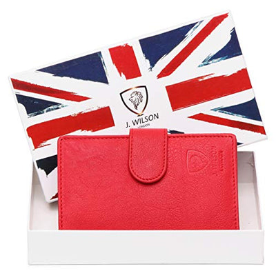 J. Wilson London Ladies RFID Safe Designer Leather Purse Card Women Wallet Zip Pocket Boxed