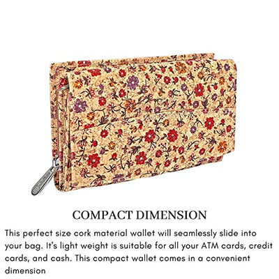 Ladies Cork Vegan RFID Blocking Card Holder Wallet Purse Card Women Wallet