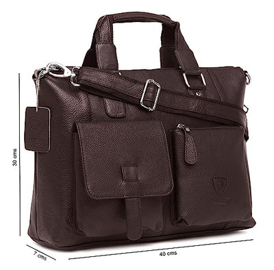 J. Wilson London - Designer Genuine Real Nappa Leather 15" Laptop Handmade Unisex Crossover Flapover Everyday Crossover Work iPad Shoulder Messenger Briefcase Bag