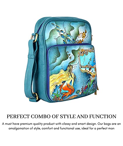 Designer Hand Painted Genuine Real Nappa Leather Handmade Women Ladies Travel Satchel Everyday Crossover Cross body Work Shoulder Handbag Bag