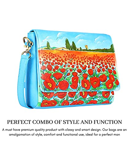 Designer Hand Painted Genuine Real Nappa Leather Handmade Women Ladies Travel Satchel Everyday Crossover Cross body Work Shoulder Handbag Bag