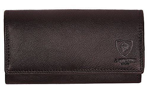 J. Wilson London Ladies RFID Protection Real Leather Purse Card Women Wallet Zip Coin Pocket