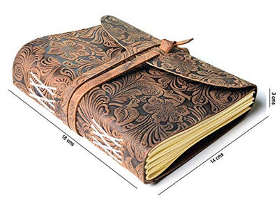 Handmade Writing Notebook - Antique Vintage Leather Bound Daily Notepad Unlined Paper Art Sketchbook Travel Diary Notebooks to Write in Book Gift