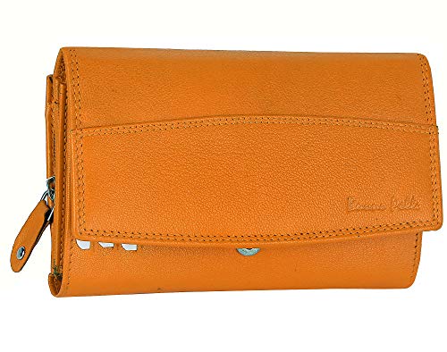 Buono Pelle Ladies Designer Luxury Quality Soft Nappa Leather Purse Card Women Clutch Wallet with Zip Pocket Gift Boxed