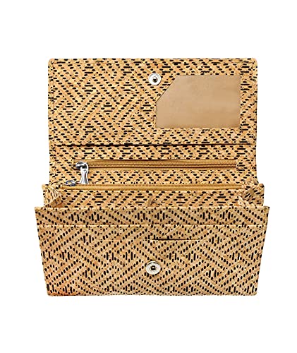 Ladies Designer Hudson & James Cork Vegan RFID Blocking Shield Compact Card Holder Wallet Purse Multi Card Women Clutch Wallet with Phone Pocket