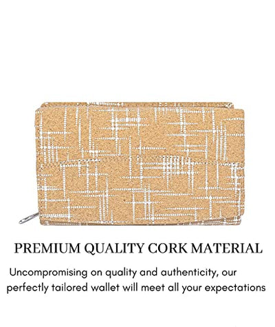 Ladies Cork Vegan RFID Blocking Card Holder Wallet Purse Card Women Wallet