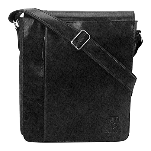 J. Wilson London 100% Pure Genuine Real Blue Textured Cow Leather Handmade Mens Leather Flapover Everyday Crossover Shoulder Work iPad Messenger Bag (Brown)