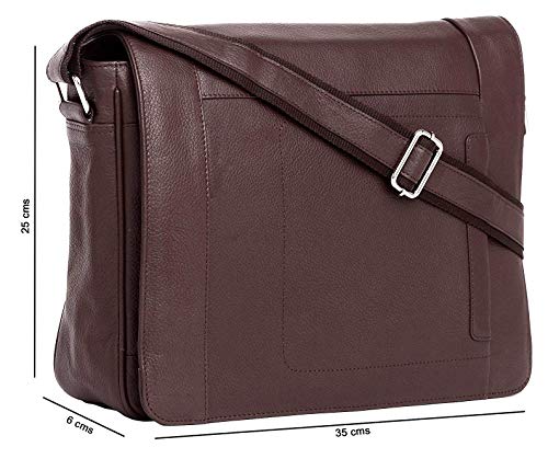 J. Wilson London - Designer Genuine Real Leather 14" Laptop Handmade Unisex Crossover Shoulder Messenger Briefcase Bag Satchel