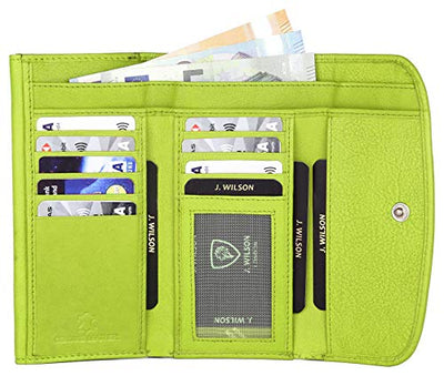 J. Wilson London Ladies RFID Protection Real Leather Purse Card Women Wallet Pocket