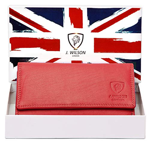 J. Wilson London Ladies RFID Protection Real Leather Purse Card Women Wallet Zip Coin Pocket