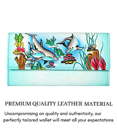 Designer Hand Painted Genuine Real Nappa Leather Handmade Women Ladies Purse Card Women Wallet Zip Pocket