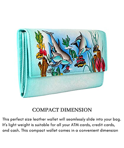 Designer Hand Painted Genuine Real Nappa Leather Handmade Women Ladies Purse Card Women Wallet Zip Pocket