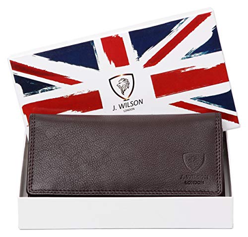 J. Wilson London Ladies RFID Safe Designer Leather Purse Card Women Wallet Zip Pocket Boxed