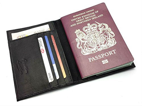 NEW RFID BLOCKING 100% REAL LEATHER PASSPORT TRAVEL WALLET COVER HOLDER ORGANISER GIFT BOXED