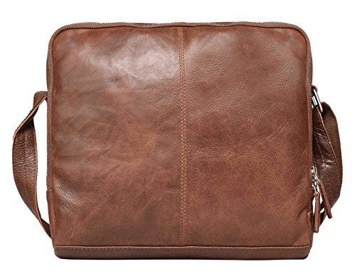 100% Pure Genuine Real Vintage Vegetable Tanned Leather Handmade Mens Womens Leather Flapover Everyday Cross Body Shoulder Work iPad Messenger Bag