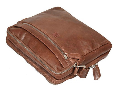 100% Pure Genuine Real Vintage Vegetable Tanned Leather Handmade Mens Womens Leather Flapover Everyday Cross Body Shoulder Work iPad Messenger Bag