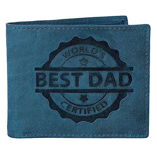 J Wilson London Worlds Best DAD Certified Mens Genuine Distressed Hunter Leather Wallet with Coin Purse Gift Boxed