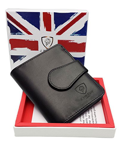 RFID Blocking Ladies Designer J Wilson London Quality Distressed Oiled Hunter Leather Card Coin Holder Purse Wallet