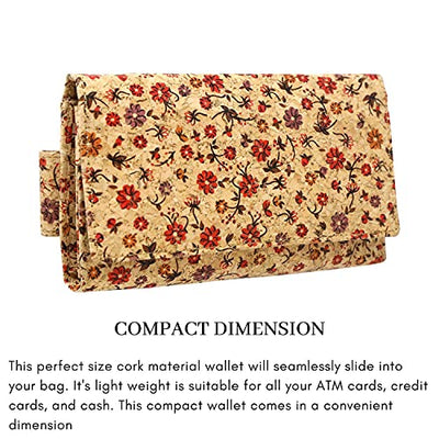 Ladies Designer Hudson & James Cork Vegan RFID Blocking Shield Compact Card Holder Wallet Purse Multi Card Women Clutch Wallet with Phone Pocket