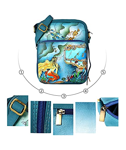 Designer Hand Painted Genuine Real Nappa Leather Handmade Women Ladies Travel Satchel Everyday Crossover Cross body Work Shoulder Handbag Bag