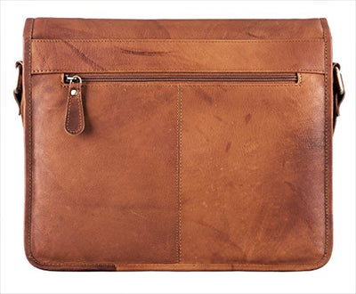 J. Wilson London Messenger Bag Mens Leather Flapover 10 litres Distressed Dark Brown