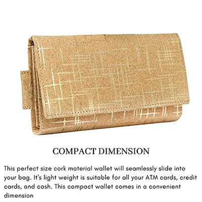 Ladies Designer Hudson & James Cork Vegan RFID Blocking Shield Compact Card Holder Wallet Purse Multi Card Women Clutch Wallet with Phone Pocket