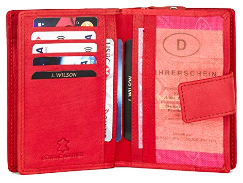 J. Wilson London Ladies RFID Safe Designer Leather Purse Card Women Wallet Zip Pocket Boxed