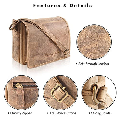 Designer Genuine Leather Handmade Women Ladies Mens Cross Body Unisex Flapover Travel Satchel Everyday Crossover Shoulder Bag with Adjustable Strap